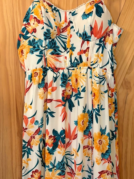 Dresses & Skirts - White Floral Sundress with Yellow & Teal Blooms